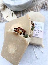 Load image into Gallery viewer, Sea Glass Topped Wildflower Honey Salt Brine Soap