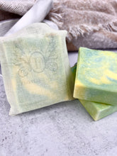 Load image into Gallery viewer, Blueberry Lemonade Hidden Sea Glass Salt Soap Bar