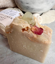 Load image into Gallery viewer, Sea Glass Topped Wildflower Honey Salt Brine Soap 3 oz
