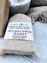 Load image into Gallery viewer, Sea Glass Topped Wildflower Honey Salt Brine Soap