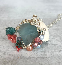 Load image into Gallery viewer, Atlantis Found Fine Silver Sculpted Wire Sea Glass Pendant Necklace
