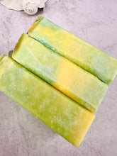 Load image into Gallery viewer, Blueberry Lemonade Hidden Sea Glass Salt Soap Bar