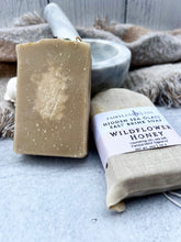 Load image into Gallery viewer, Sea Glass Topped Wildflower Honey Salt Brine Soap