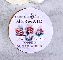Load image into Gallery viewer, Mermaid Sea Glass Topped Sugar Scrub 2oz