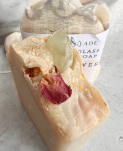 Load image into Gallery viewer, Sea Glass Topped Wildflower Honey Salt Brine Soap 3 oz
