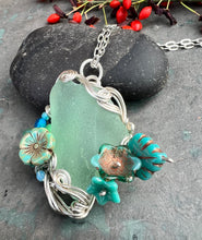 Load image into Gallery viewer, Seafoam Sea Glass &amp; Fine Silver Pendant Necklace
