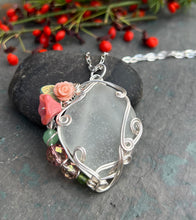 Load image into Gallery viewer, White Sea Glass &amp; Fine Silver Pendant Necklace
