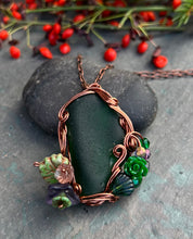 Load image into Gallery viewer, Green Sea Glass &amp; Antiqued Copper Pendant Necklace
