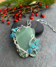 Load image into Gallery viewer, Seafoam Sea Glass &amp; Fine Silver Pendant Necklace
