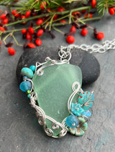 Load image into Gallery viewer, Seafoam Sea Glass &amp; Fine Silver Pendant Necklace
