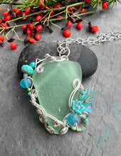 Load image into Gallery viewer, Seafoam Sea Glass &amp; Fine Silver Pendant Necklace
